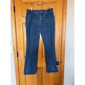 Eddie Bauer Curvy Bootcut Jeans Womens 12L Atlantic Dark Wash Denim Blue Stretch